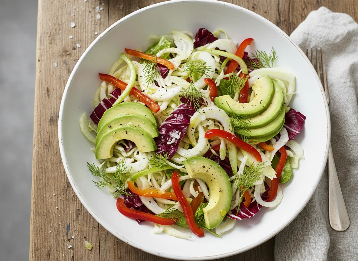 Gemischter Salat mit Avocado und Fenchel photo