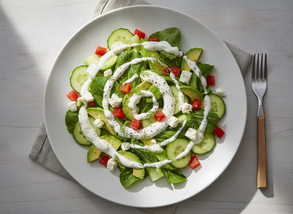 Gemischter Salat mit Avocado und Feta photo