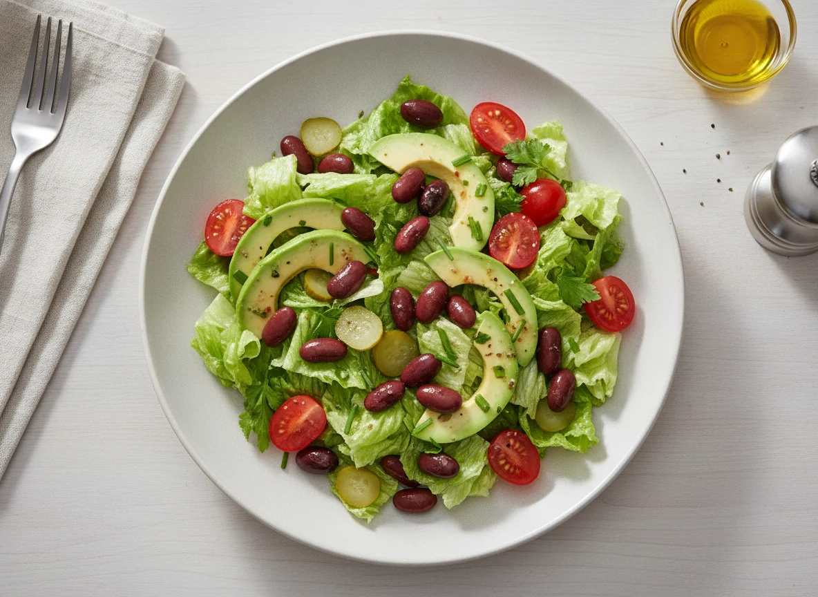Gemischter Salat mit Avocado und Kidneybohnen photo