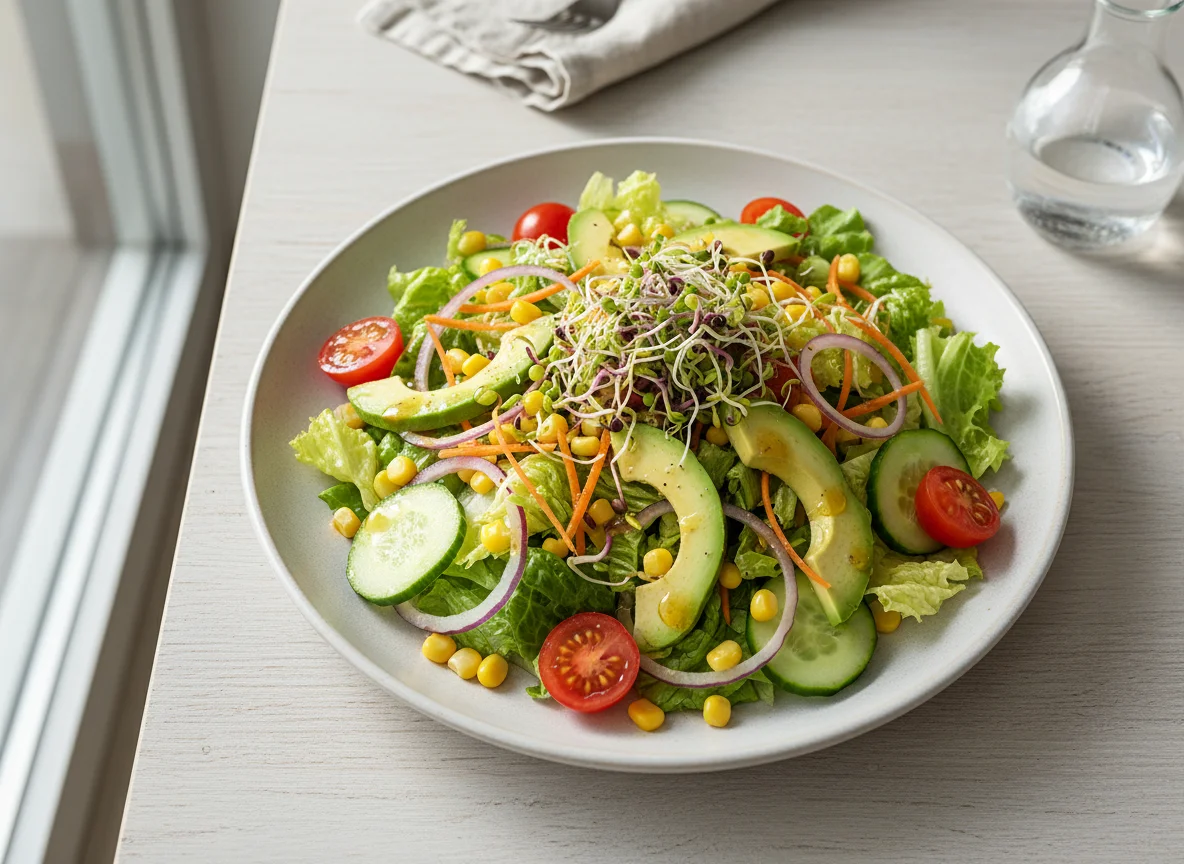 Gemischter Salat mit Avocado und Mais photo