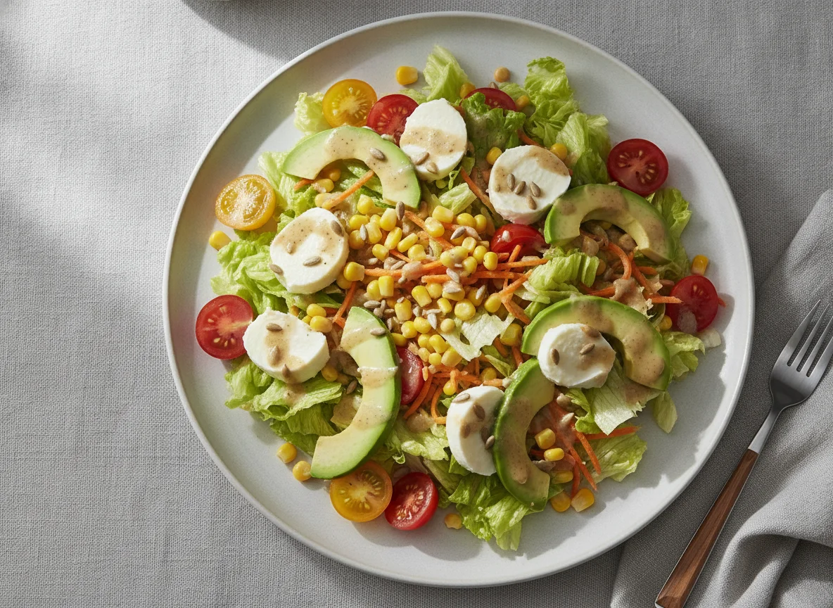 Gemischter Salat mit Avocado und Mozzarella photo