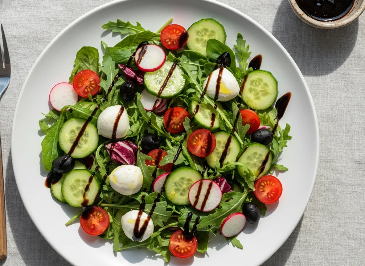 Gemischter Salat mit Balsamico-Creme photo