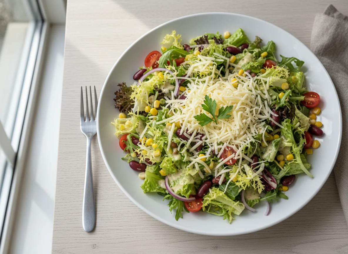 Gemischter Salat mit Bohnen und Käse photo