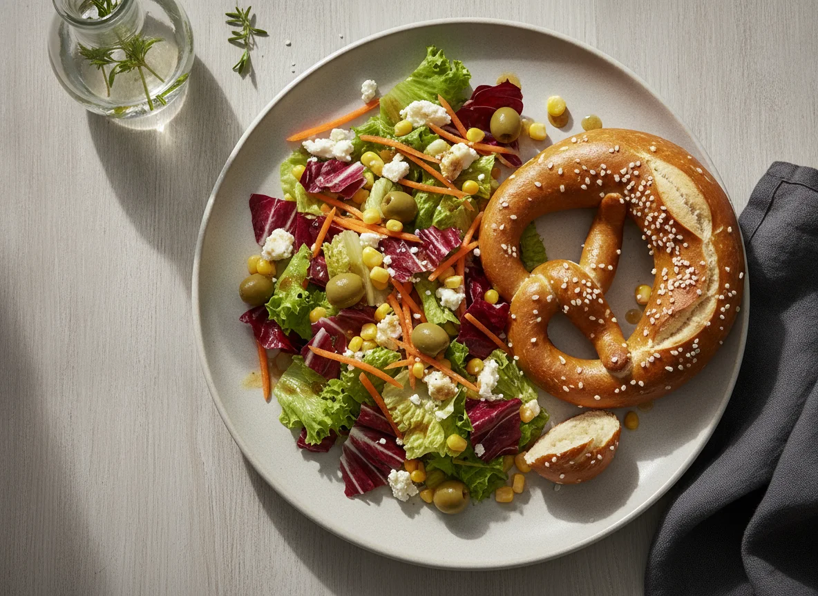Gemischter Salat mit Brezel photo