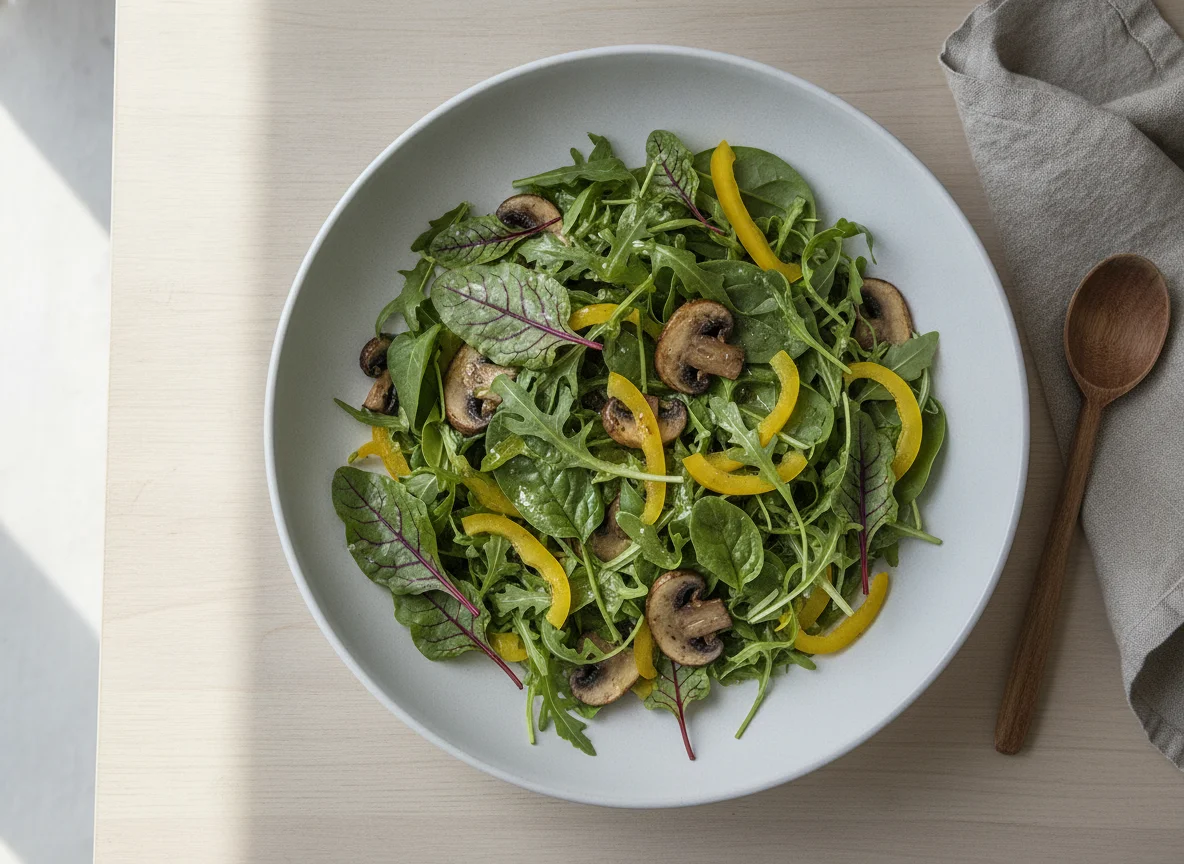 Gemischter Salat mit Champignons und Paprika photo