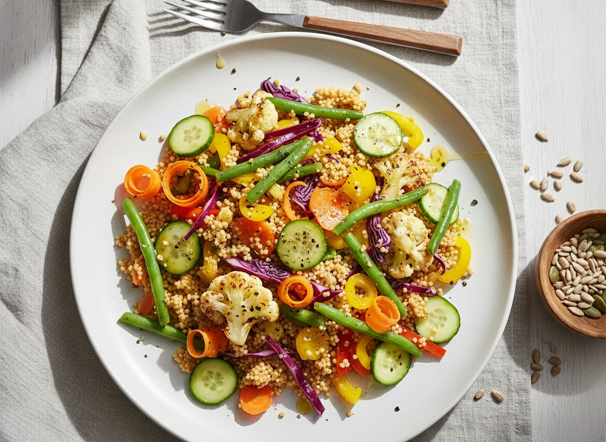 Gemischter Salat mit Couscous und Gemüse photo