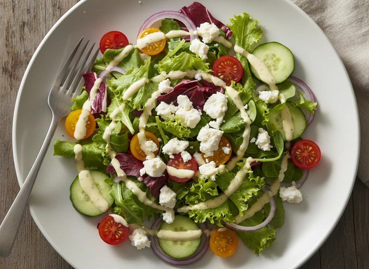 Gemischter Salat mit Dressing photo