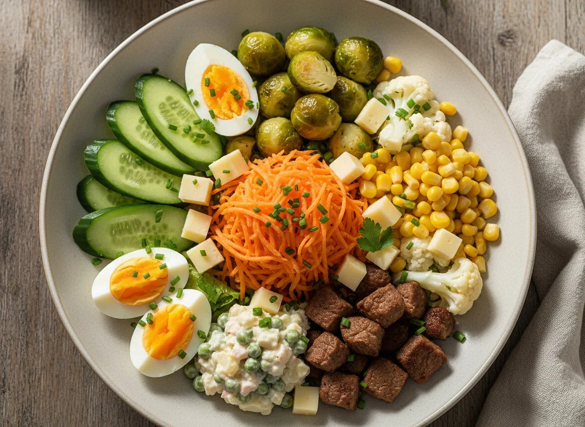 Gemischter Salat mit Ei und Gemüse photo