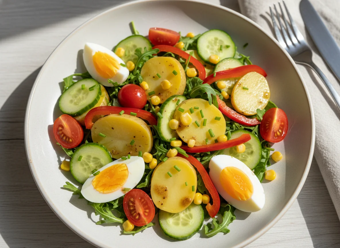 Gemischter Salat mit Ei und Kartoffeln photo