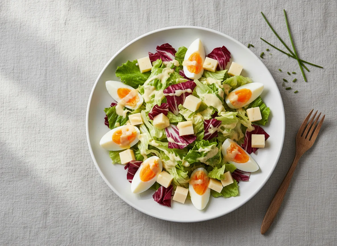 Gemischter Salat mit Ei und Käse photo