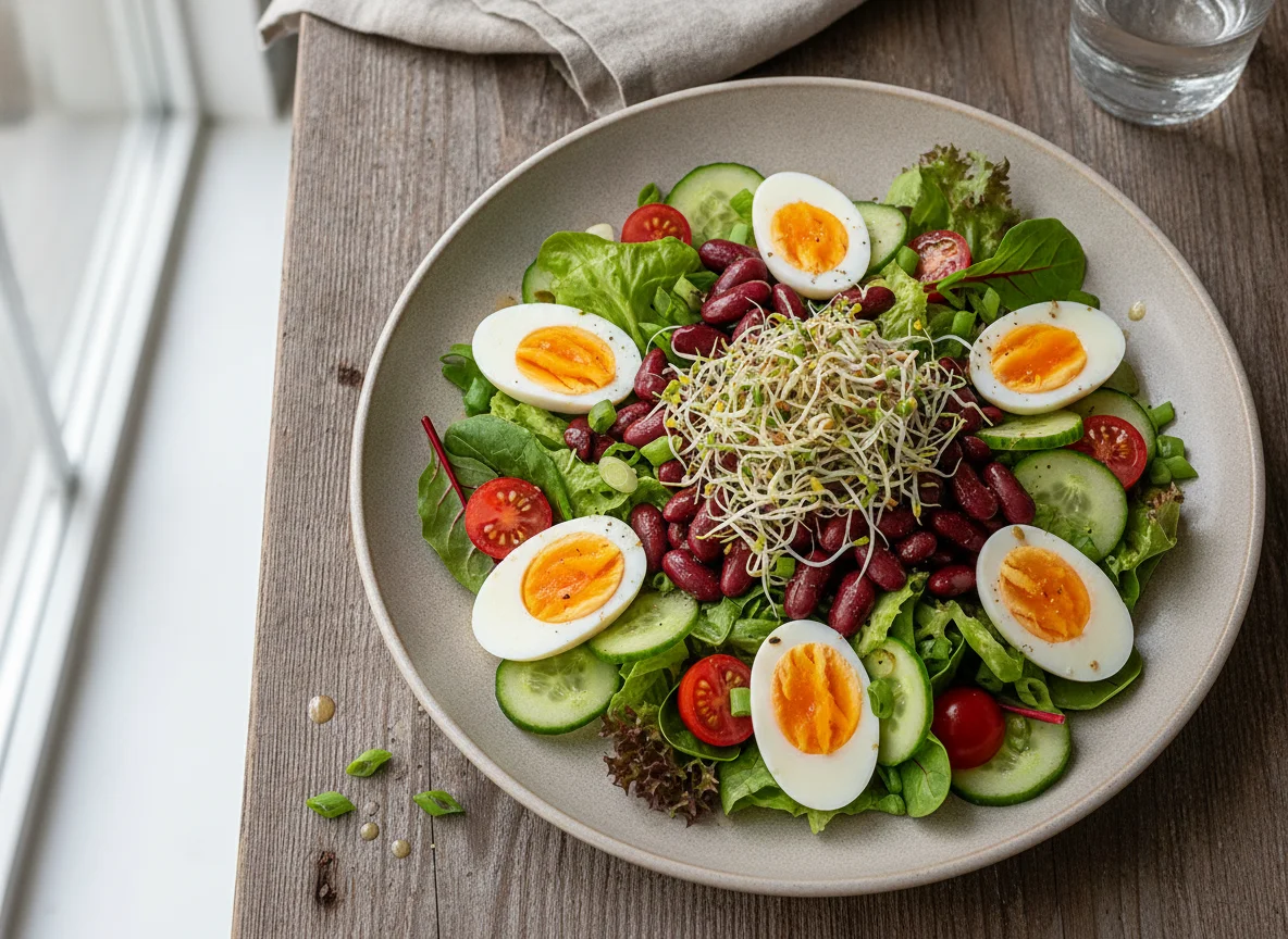 Gemischter Salat mit Ei und Kidneybohnen photo