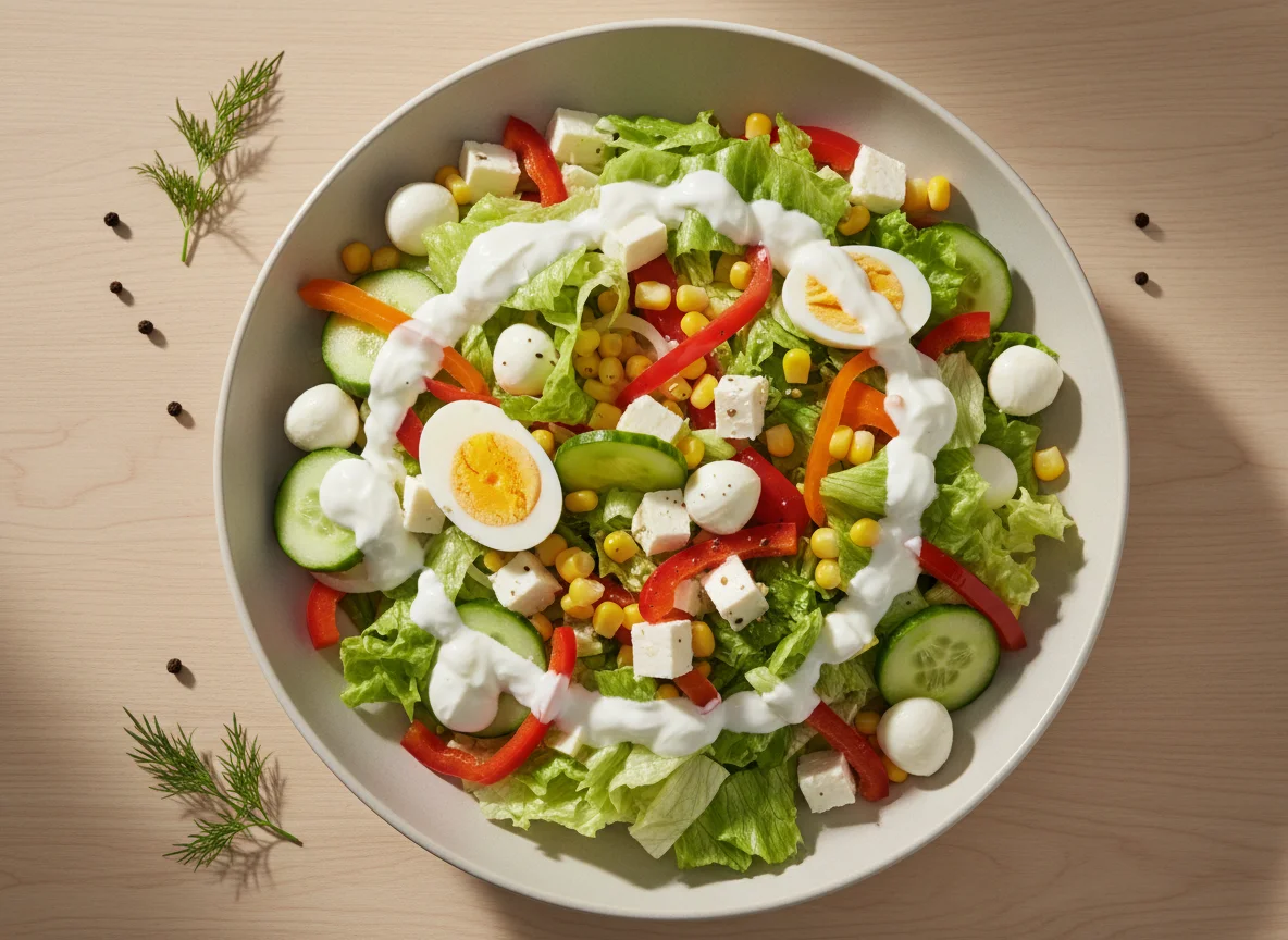 Gemischter Salat mit Ei und Mozzarella photo