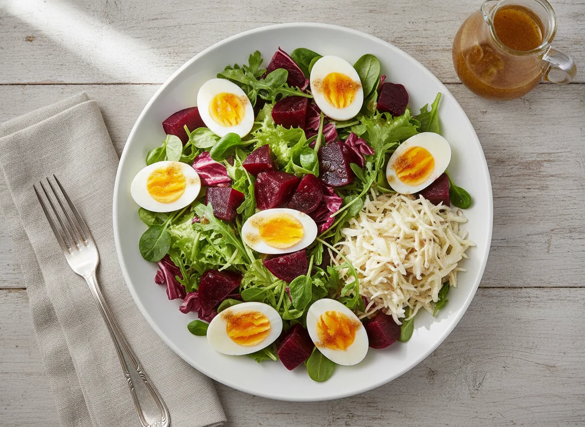Gemischter Salat mit Ei und Rote Bete photo