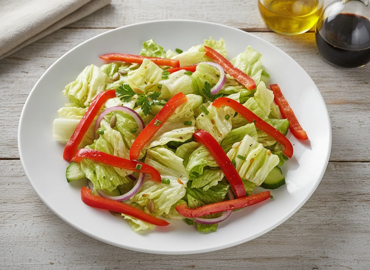 Gemischter Salat mit Eisbergsalat und Paprika photo