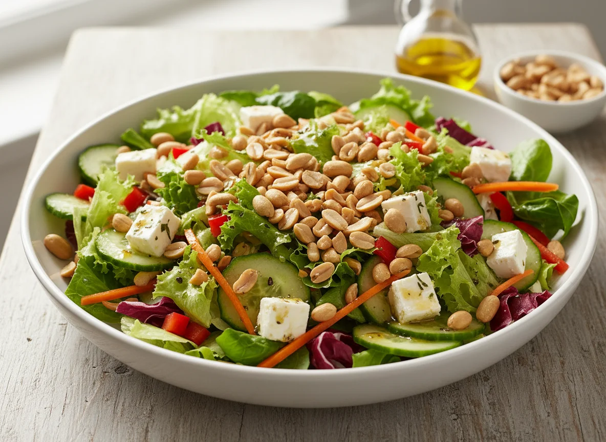Gemischter Salat mit Erdnüssen photo