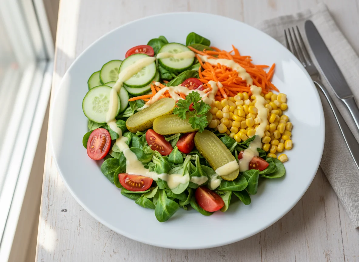 Gemischter Salat mit Essiggurken photo