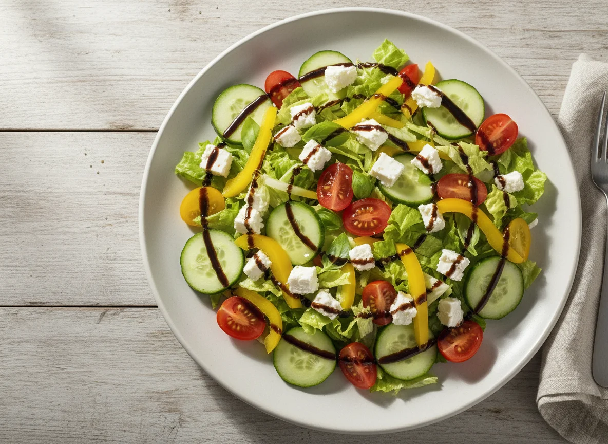 Gemischter Salat mit Feta und Balsamico photo