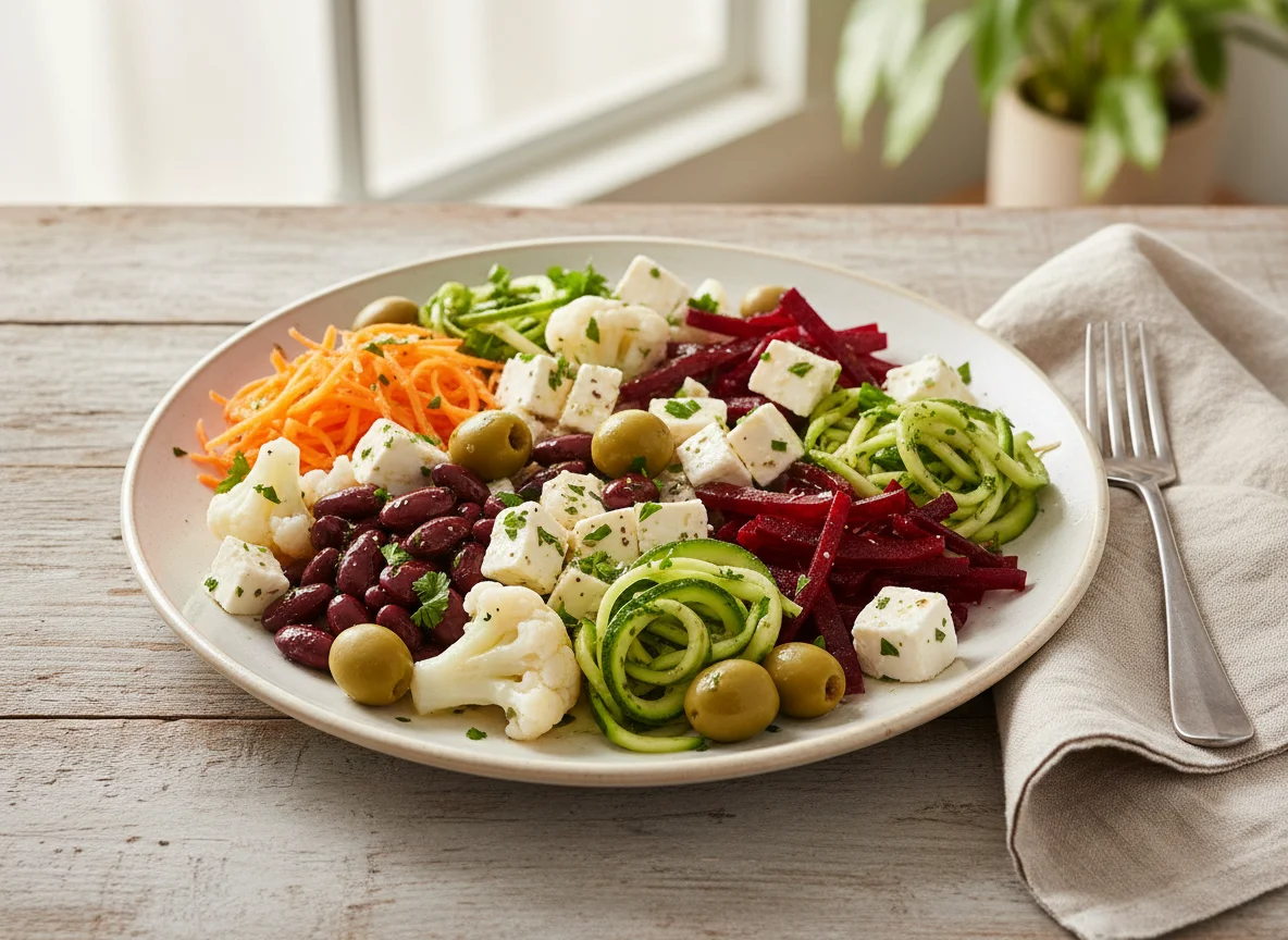 Gemischter Salat mit Feta und Bohnen photo