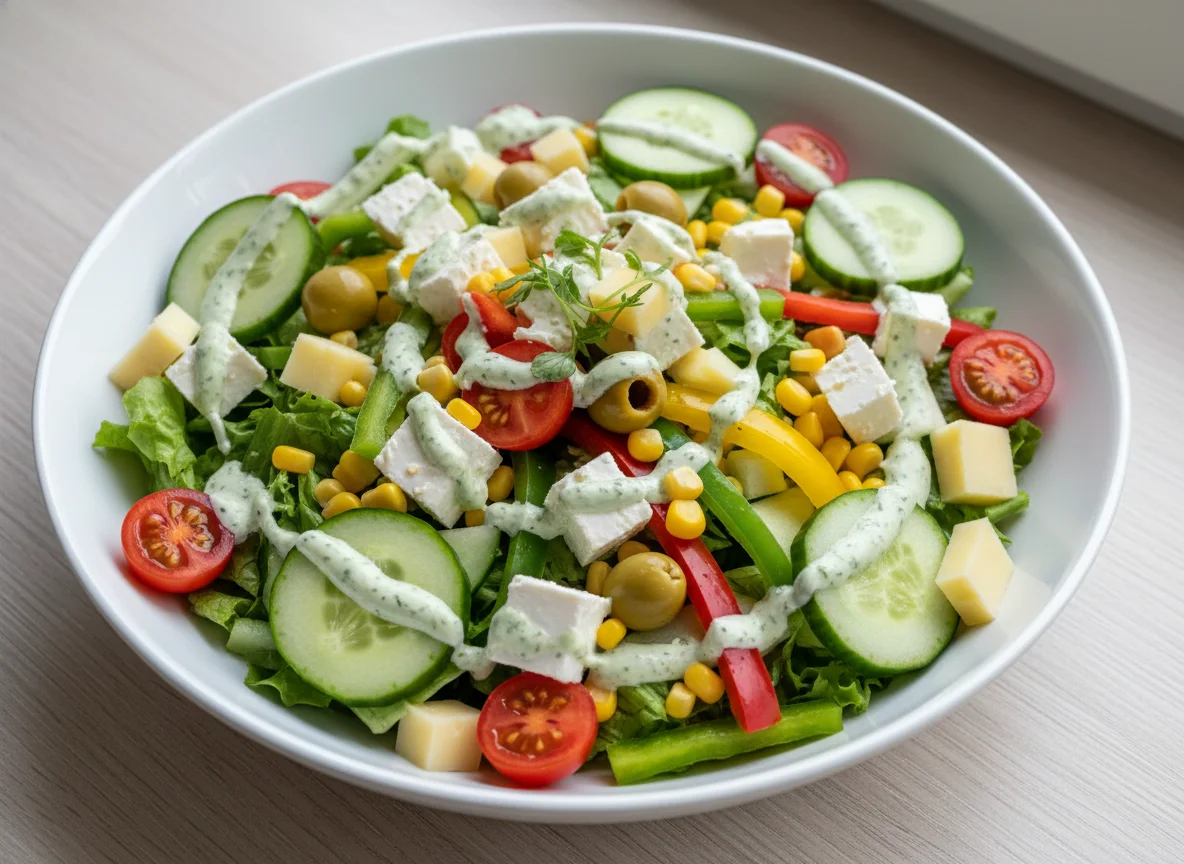 Gemischter Salat mit Feta und Käse photo