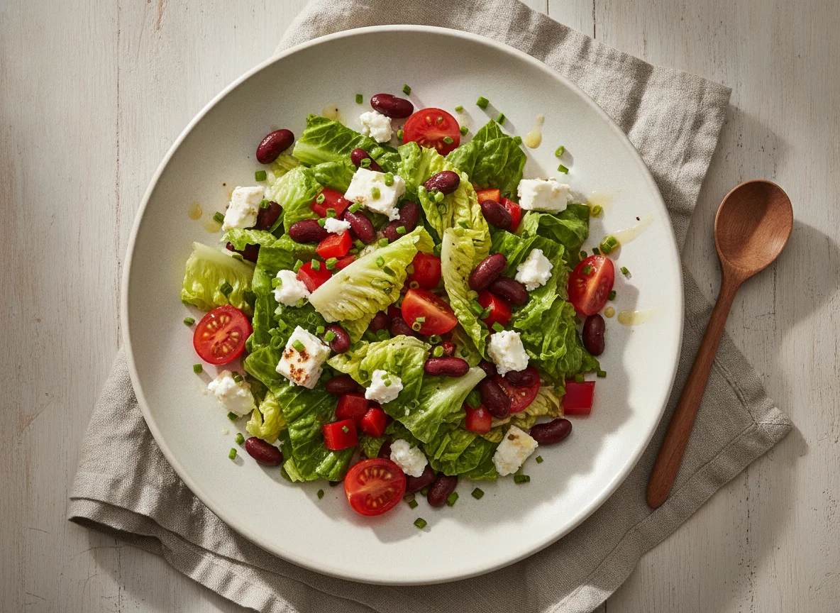 Gemischter Salat mit Feta und Kidneybohnen photo