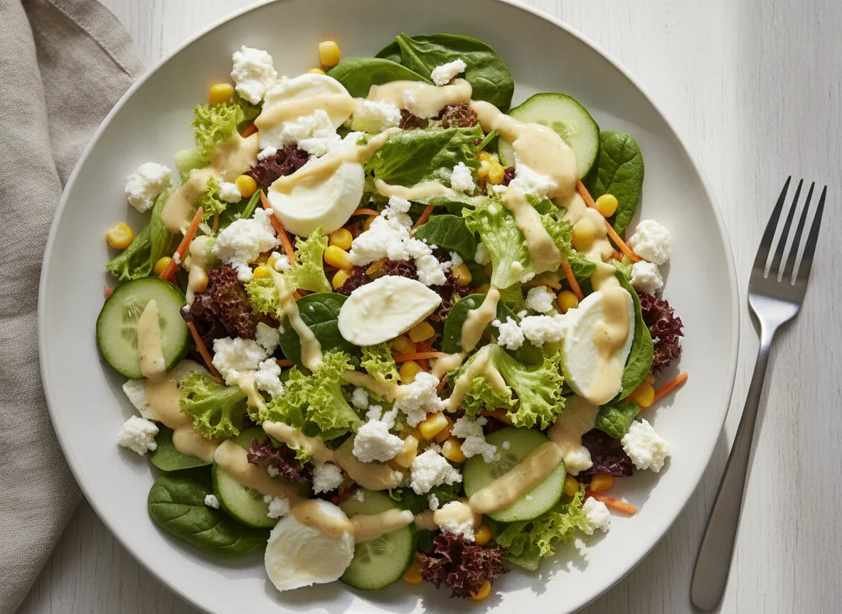 Gemischter Salat mit Feta und Mozzarella photo