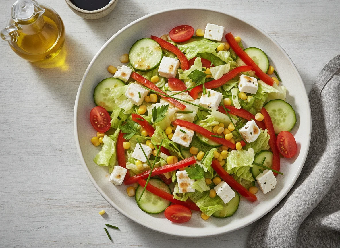 Gemischter Salat mit Feta und Paprika photo