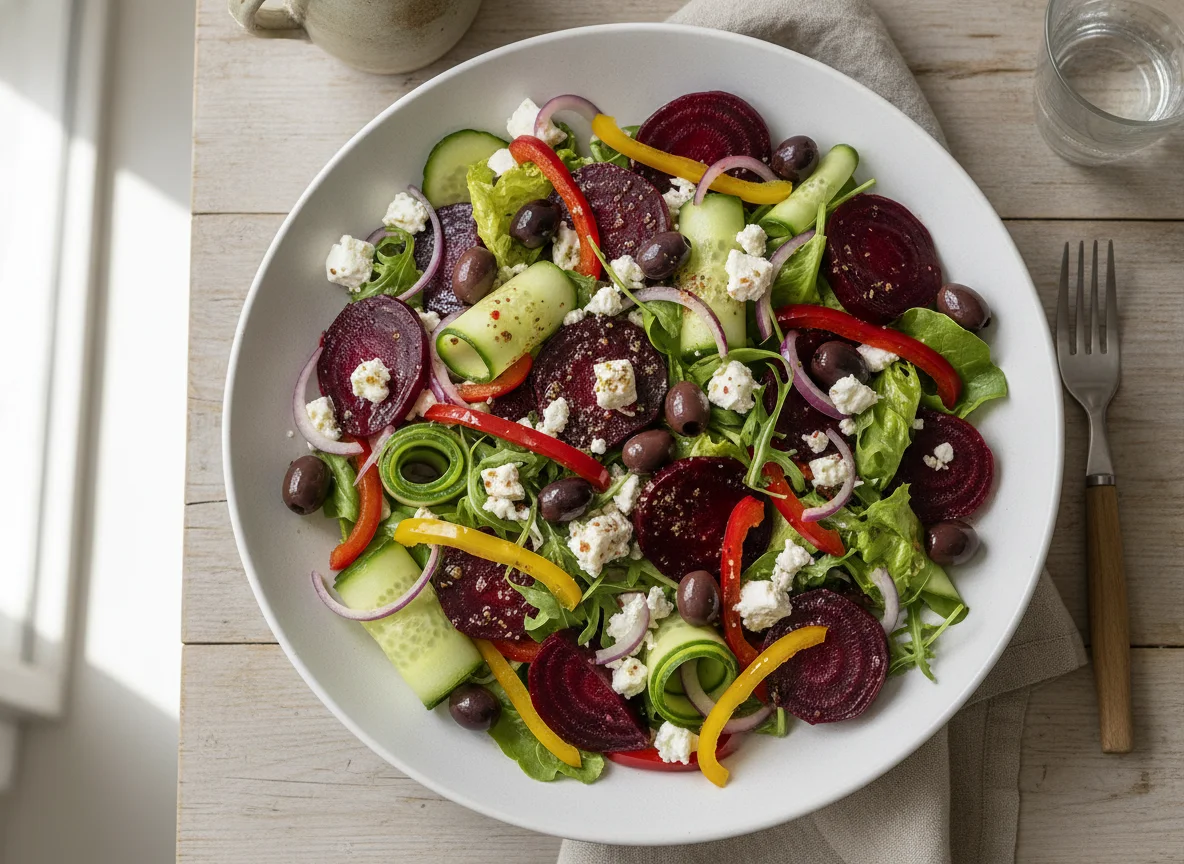 Gemischter Salat mit Feta und Roter Bete photo