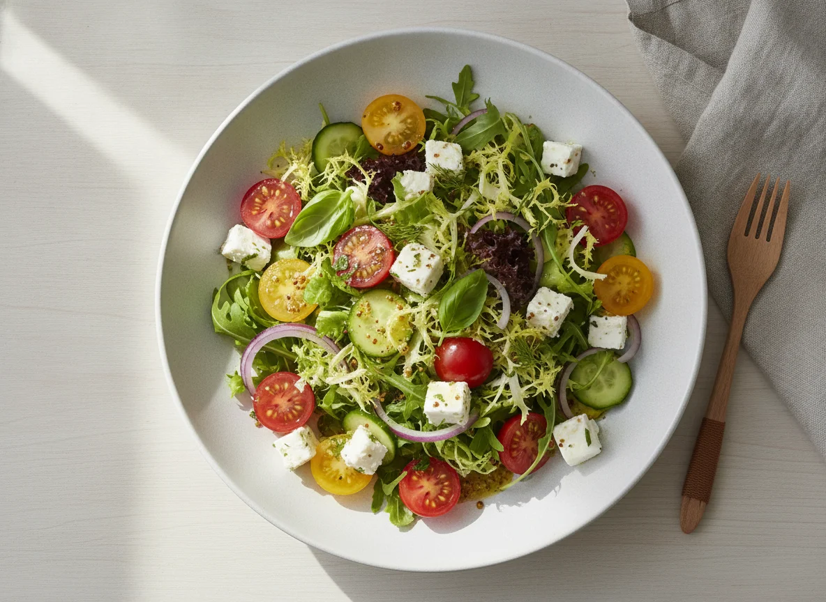 Gemischter Salat mit Feta und Tomaten photo