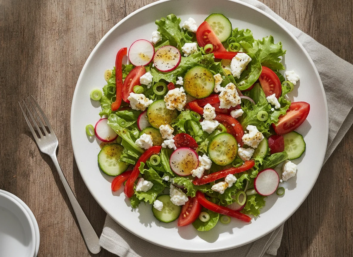 Gemischter Salat mit Feta und Vinaigrette photo