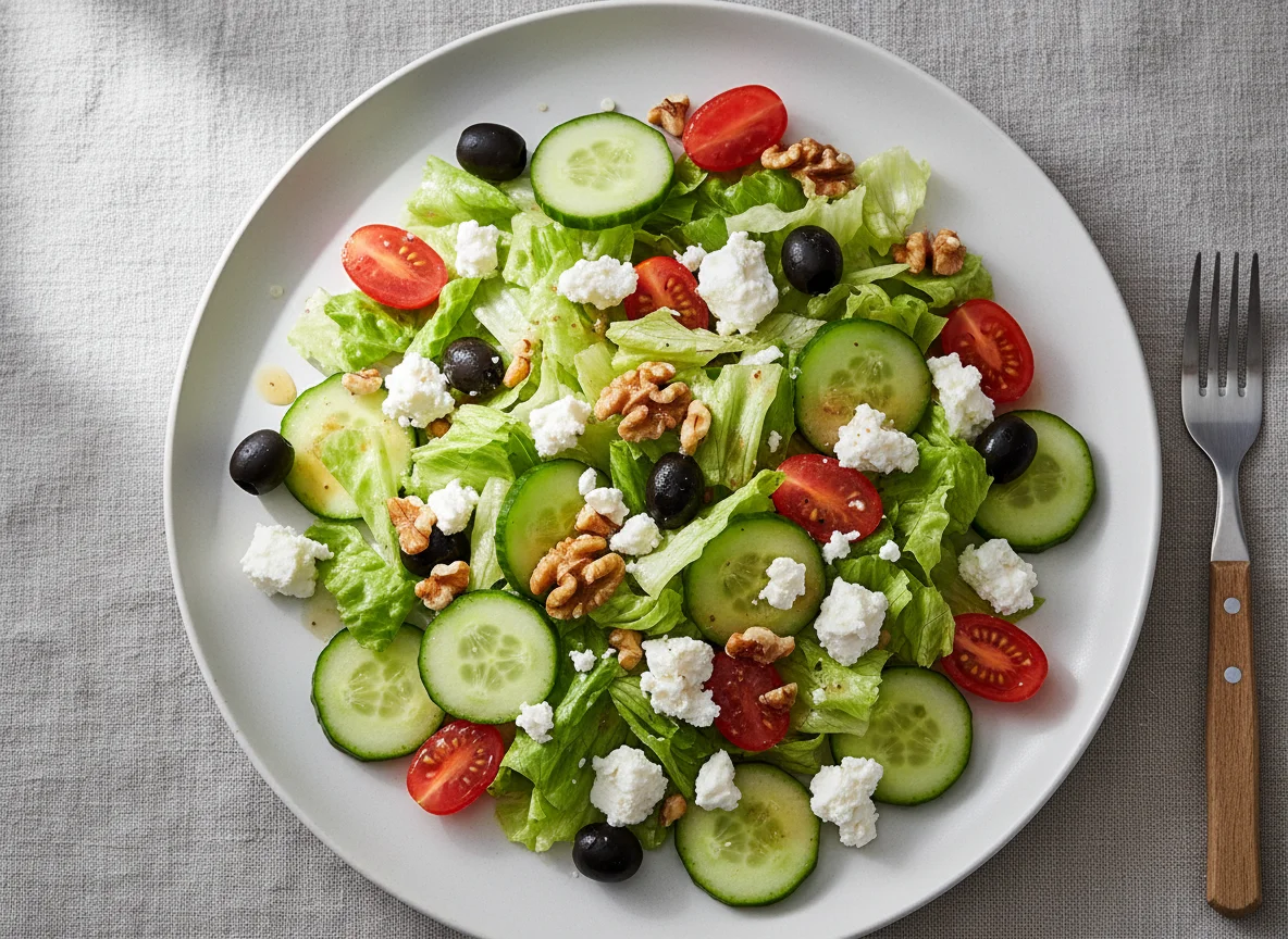 Gemischter Salat mit Feta und Walnüssen photo