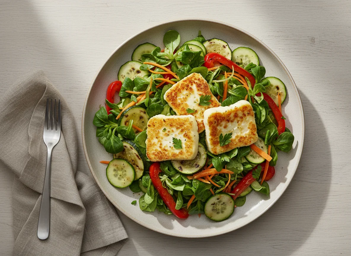 Gemischter Salat mit gebackenem Käse photo