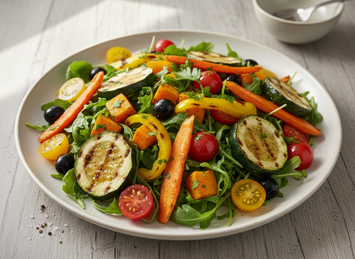 Gemischter Salat mit gebratenem Gemüse photo