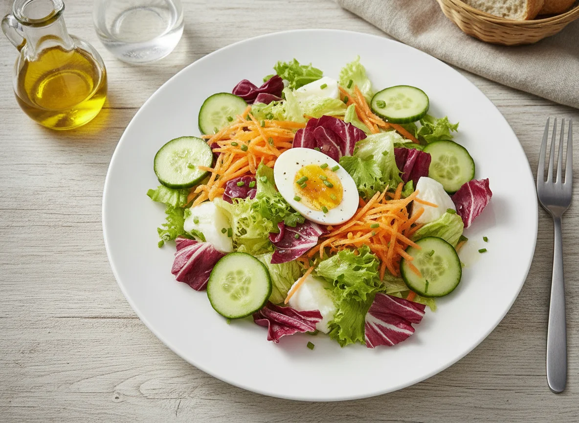 Gemischter Salat mit gekochtem Ei photo