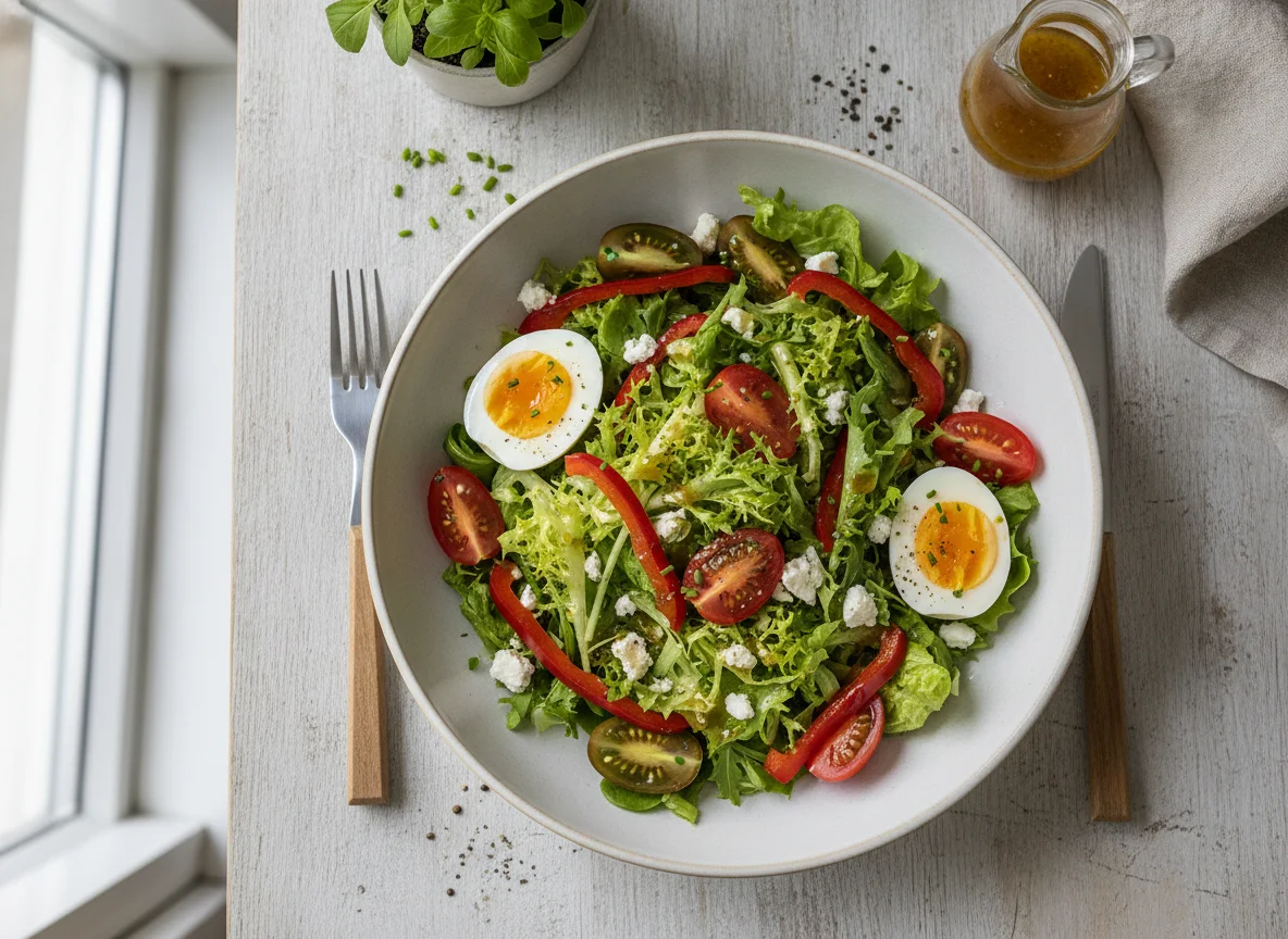 Gemischter Salat mit gekochten Eiern photo