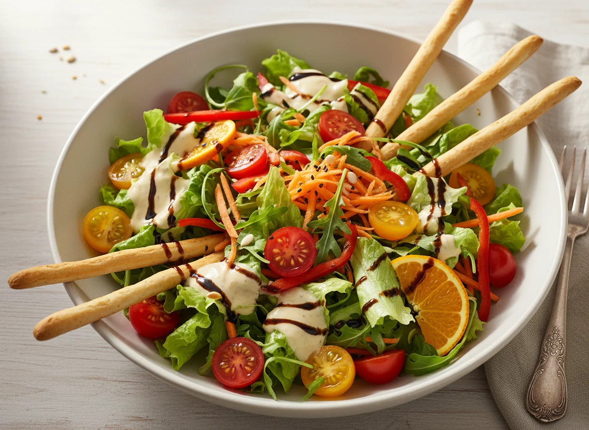 Gemischter Salat mit Grissini photo