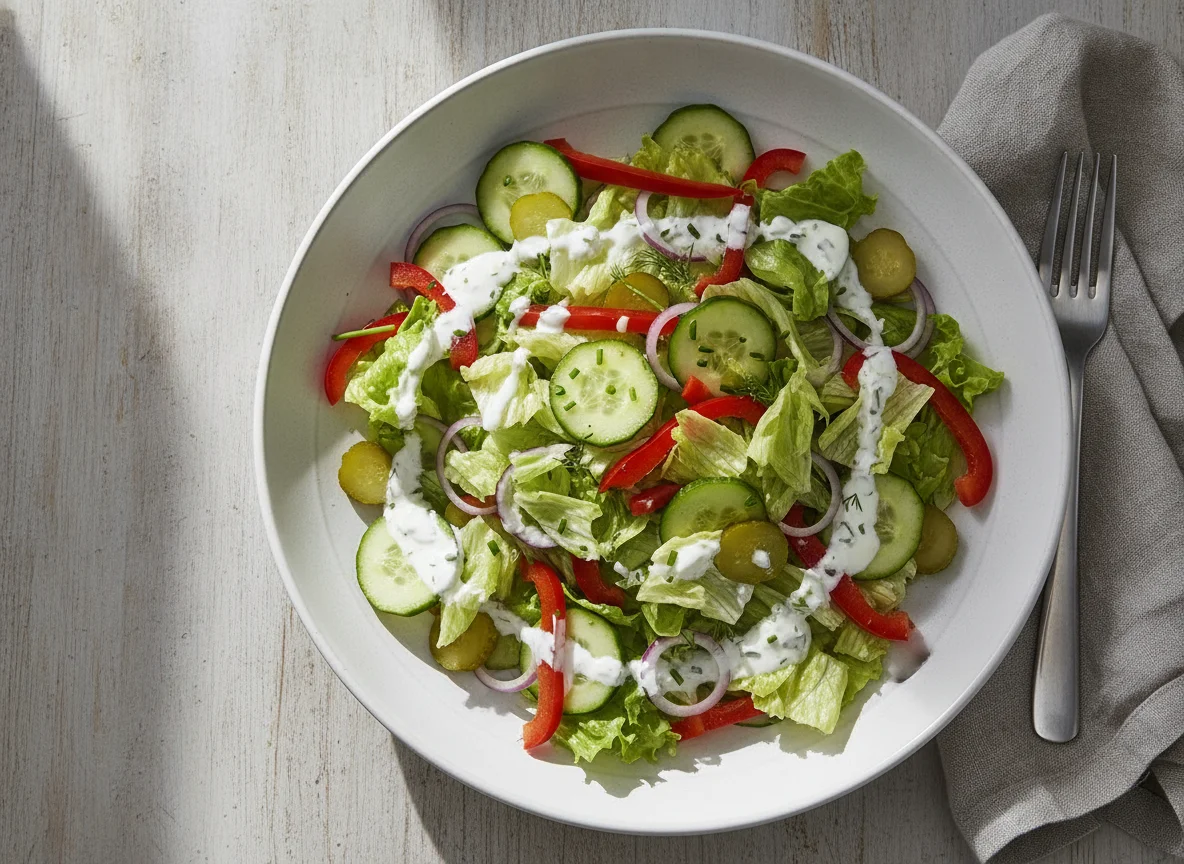 Gemischter Salat mit Gurken und Paprika photo