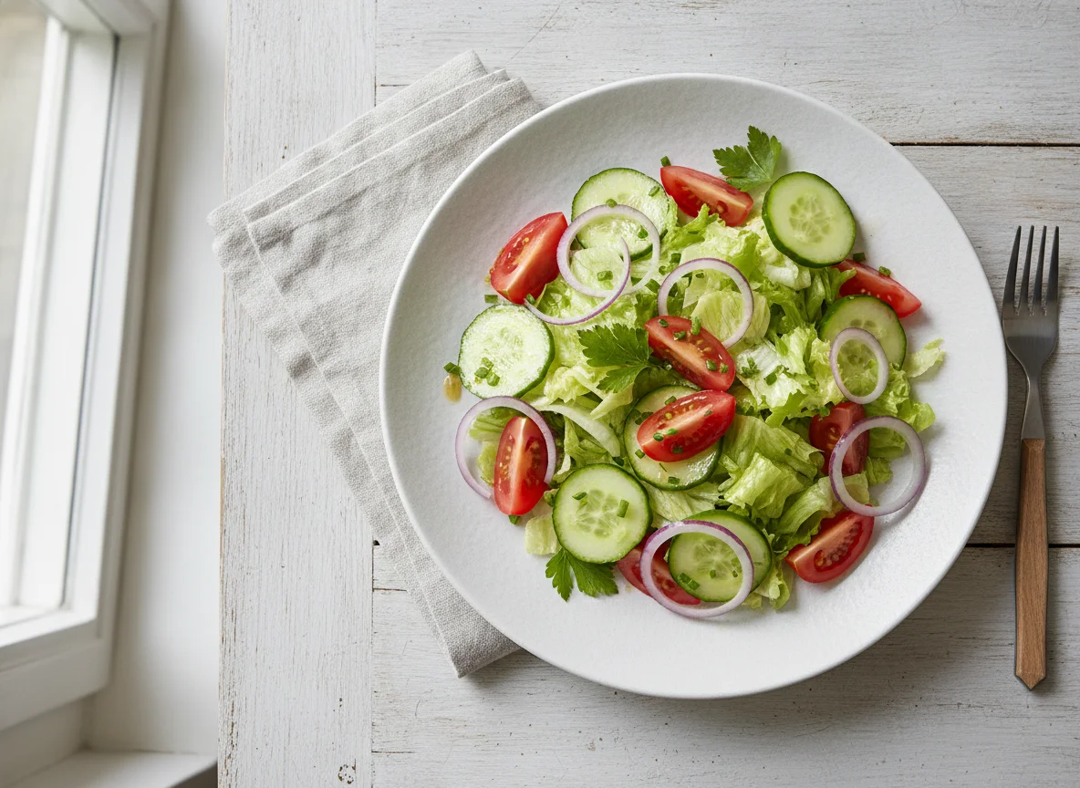 Gemischter Salat mit Gurken und Tomaten photo