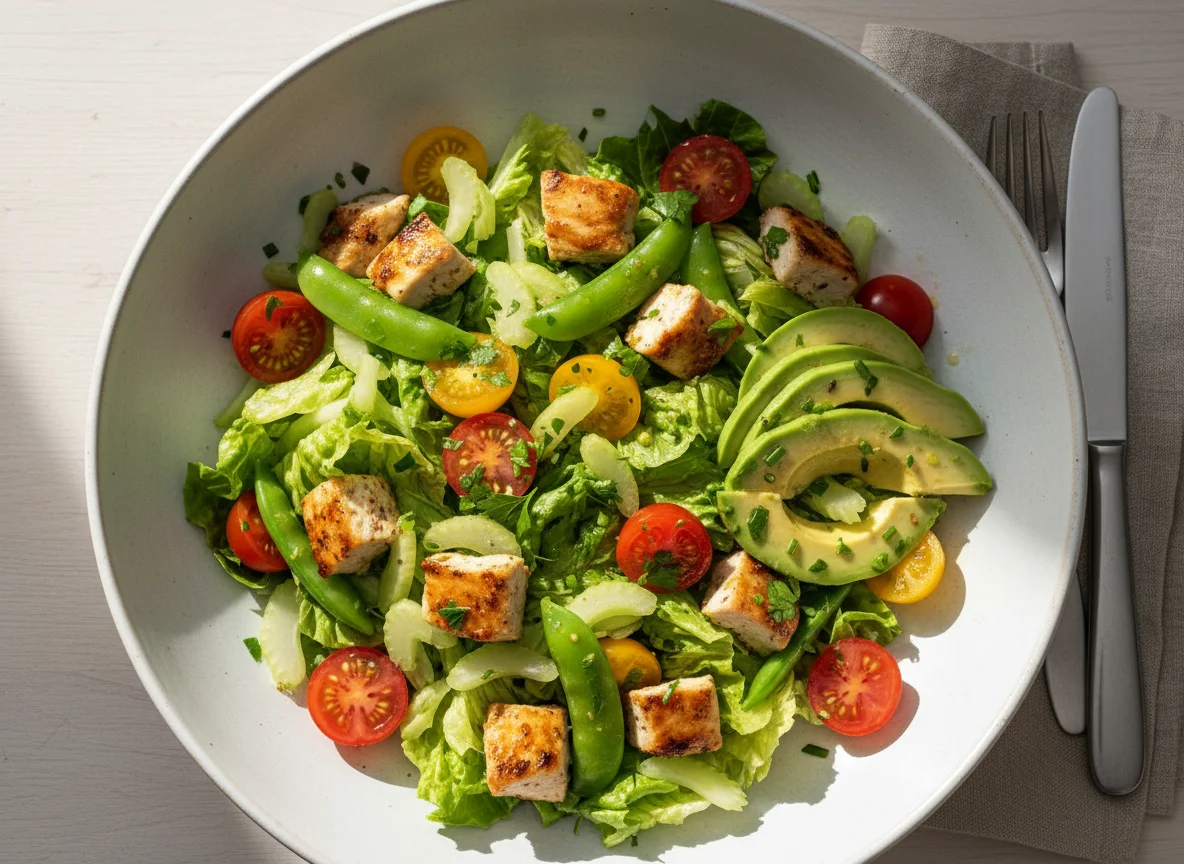 Gemischter Salat mit Hähnchen und Avocado photo