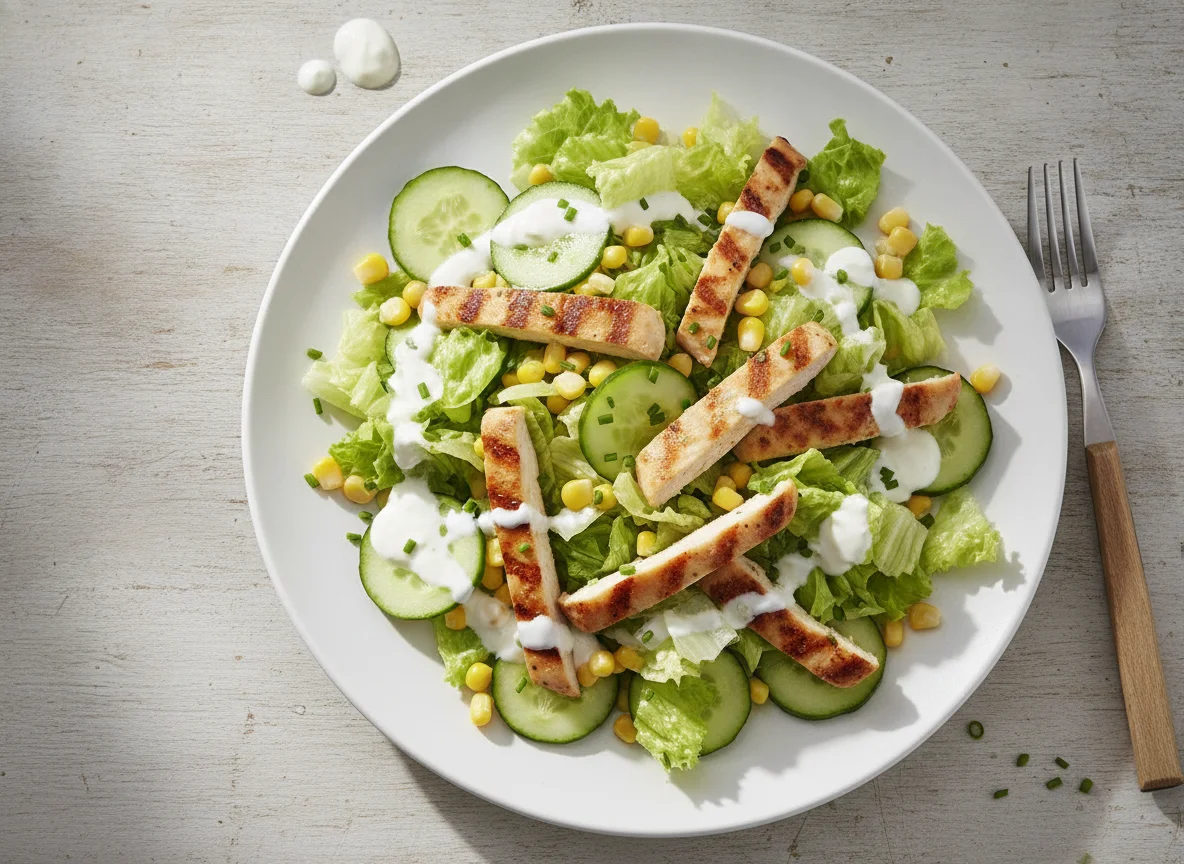 Gemischter Salat mit Hähnchen und Mais photo