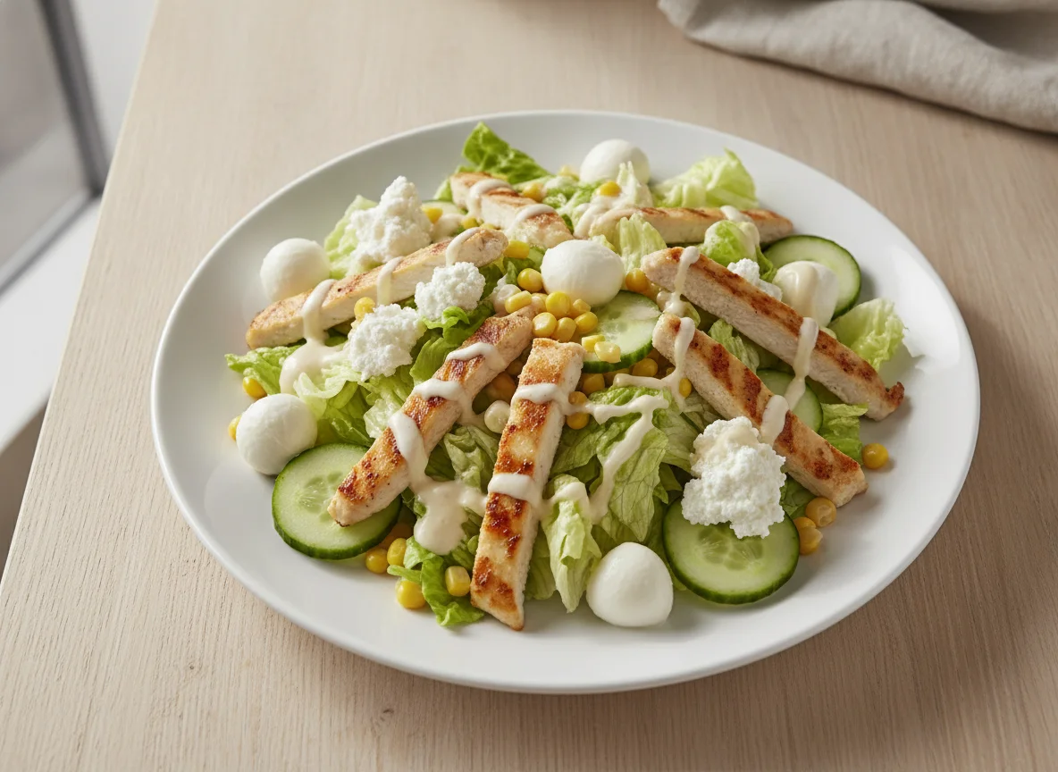 Gemischter Salat mit Hähnchen und Mozzarella photo