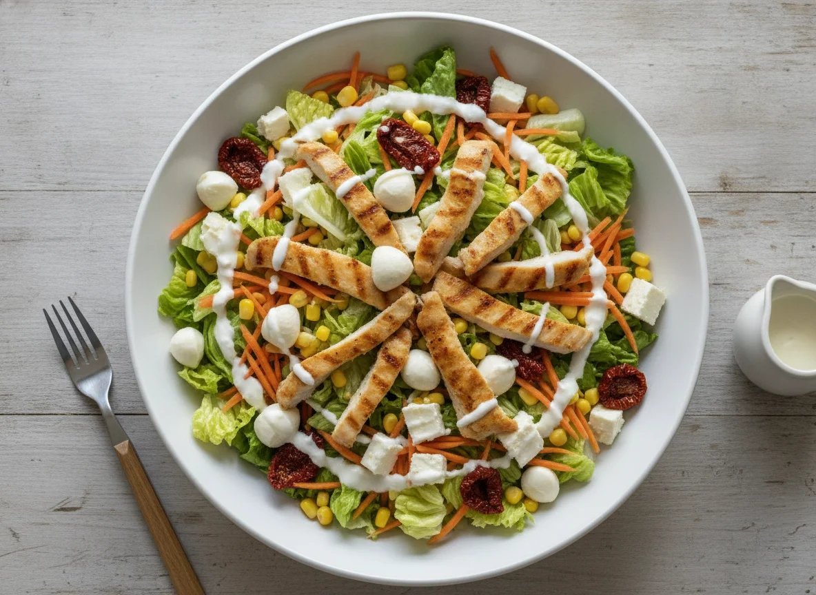 Gemischter Salat mit Hähnchenbrust und Mozzarella photo
