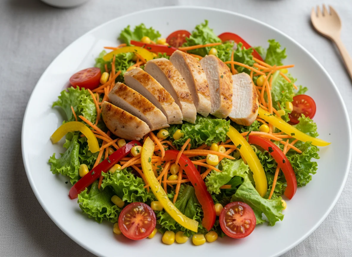 Gemischter Salat mit Hähnchenbrust photo