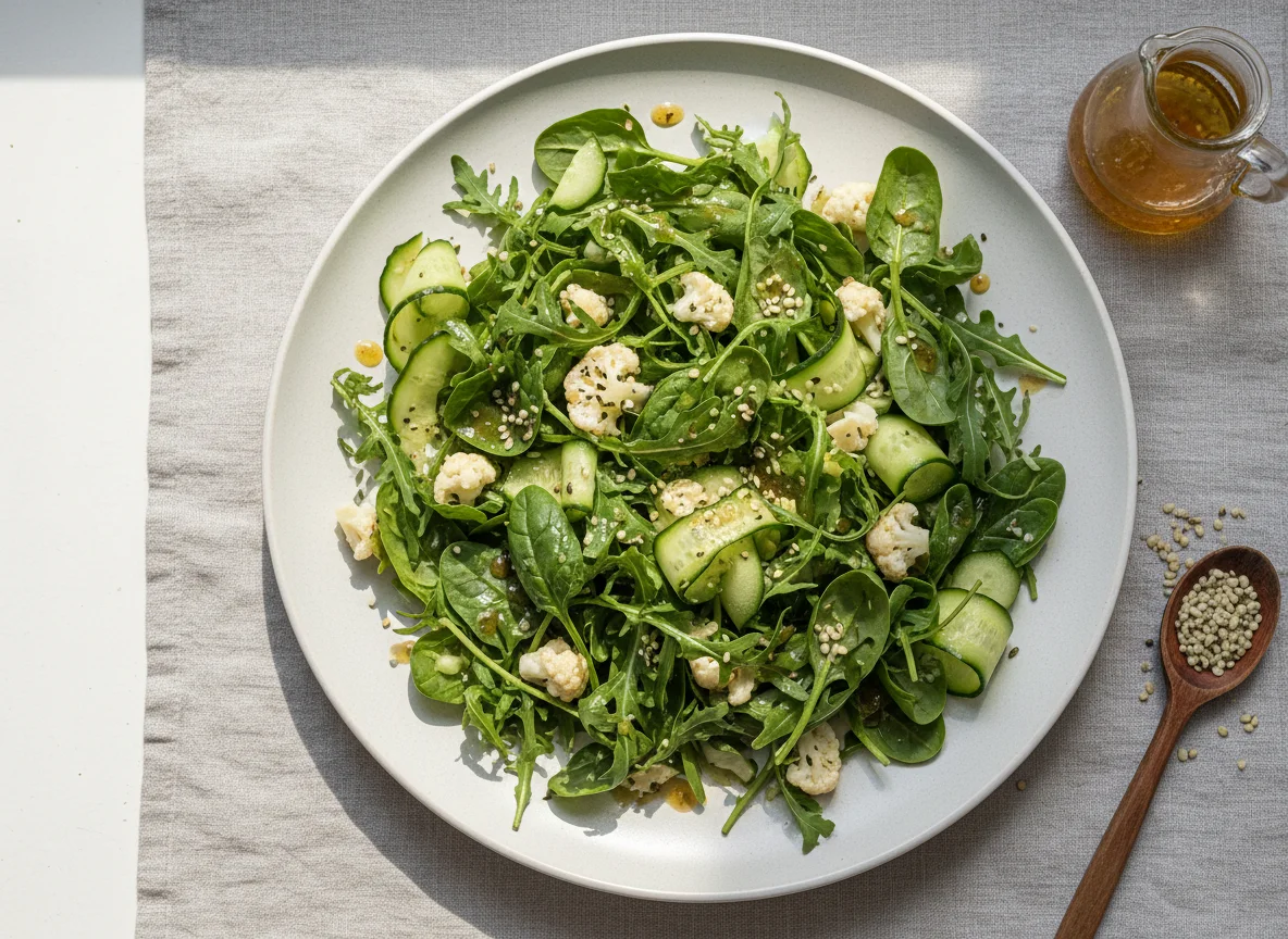 Gemischter Salat mit Hanfsamen photo