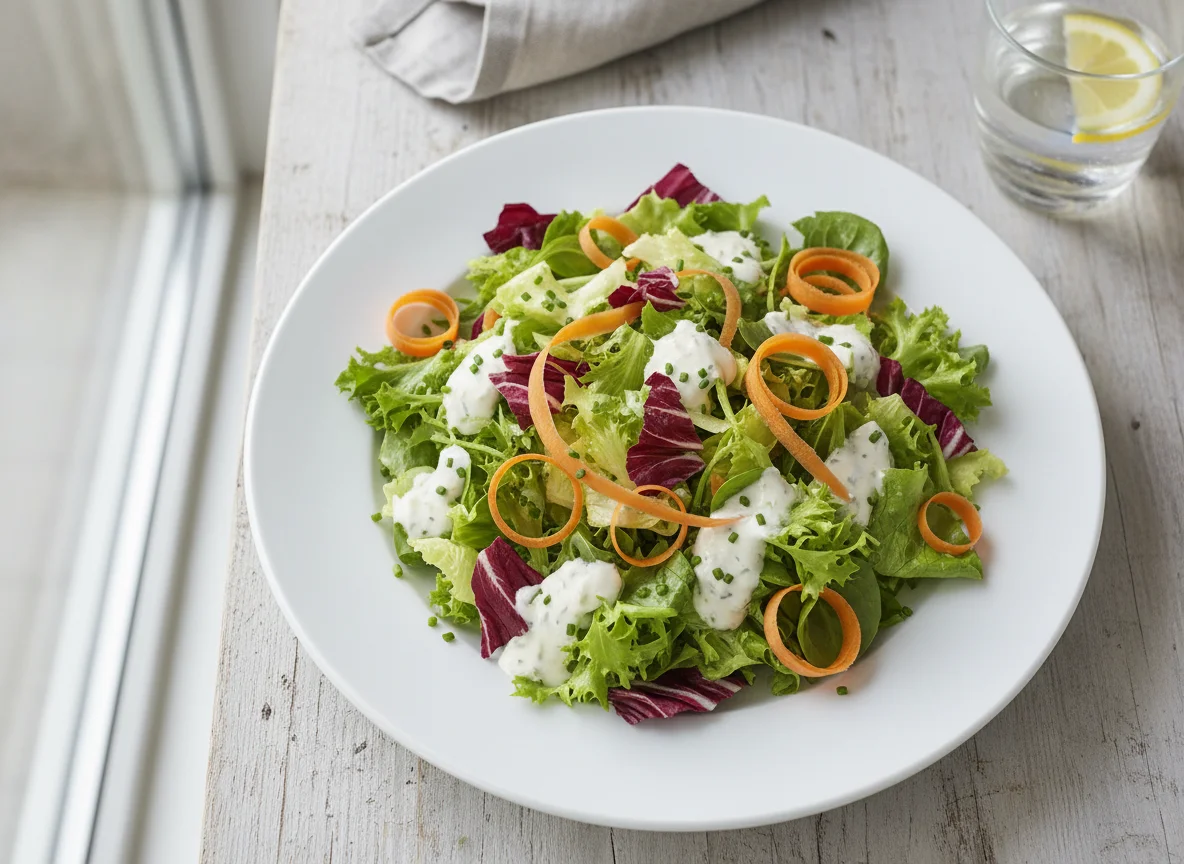 Gemischter Salat mit Joghurtdressing photo