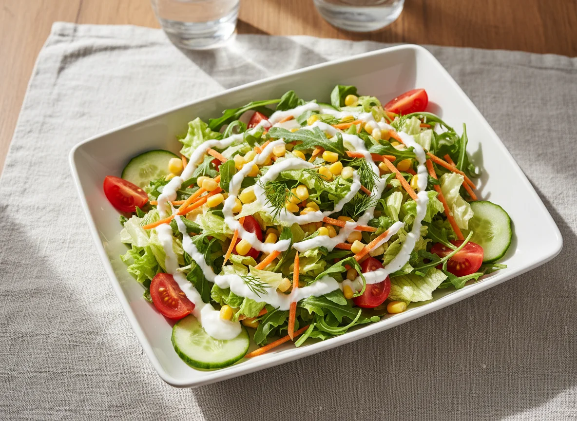 Gemischter Salat mit Joghurt-Dressing photo
