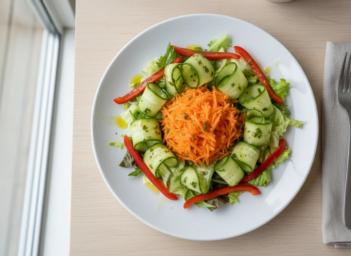 Gemischter Salat mit Karotten und Gurken photo