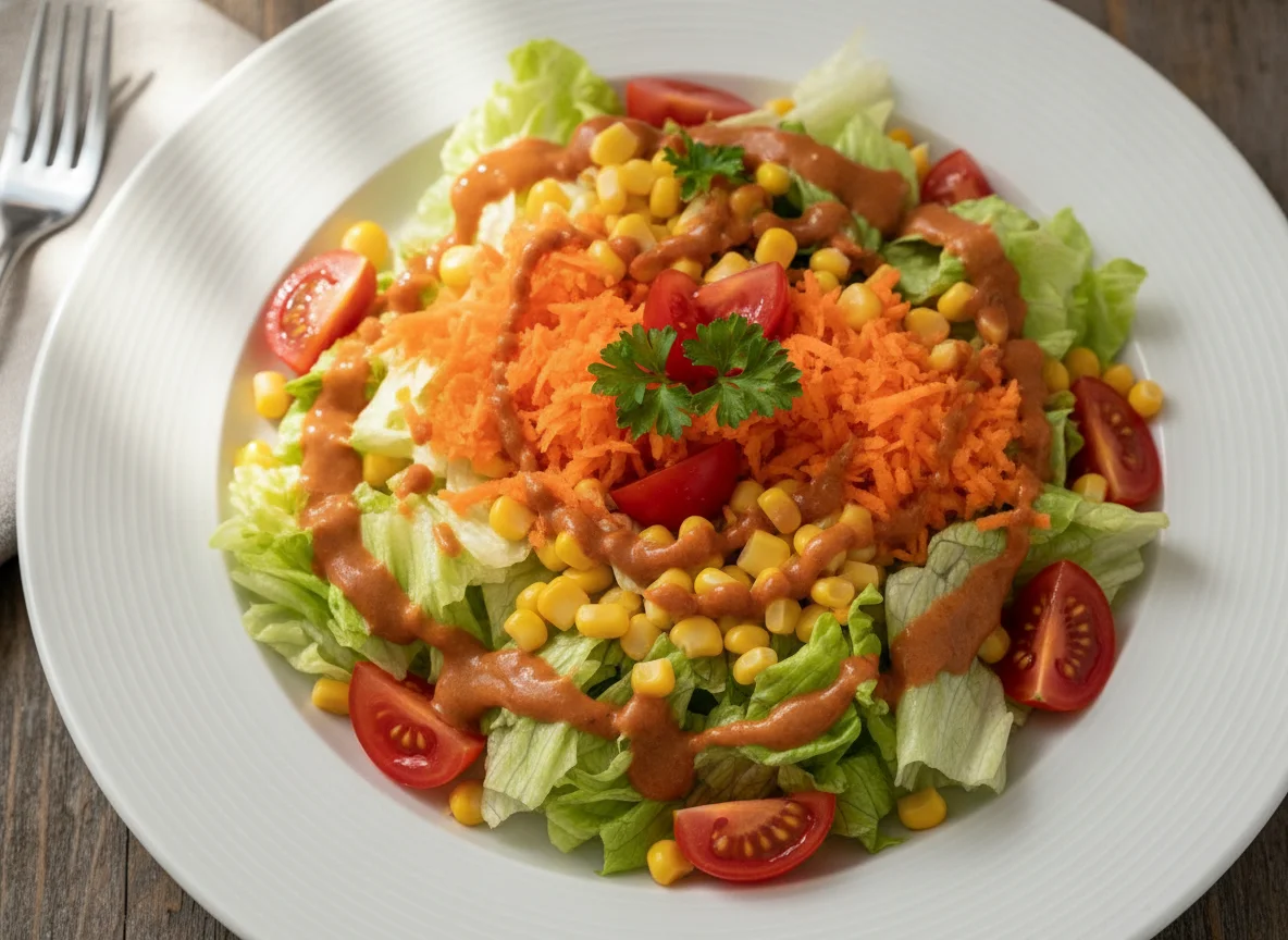 Gemischter Salat mit Karotten und Mais photo