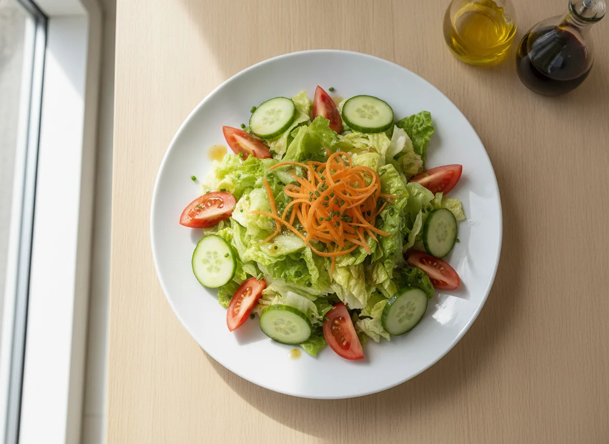 Gemischter Salat mit Karottenstreifen photo