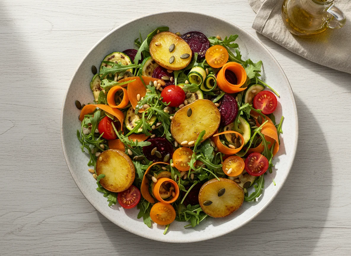 Gemischter Salat mit Kartoffeln und Rucola photo