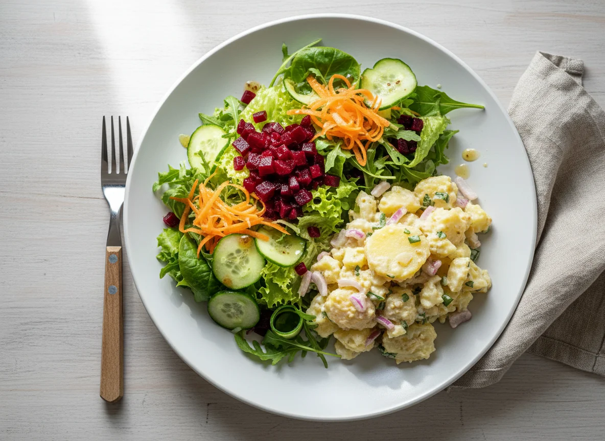 Gemischter Salat mit Kartoffelsalat photo